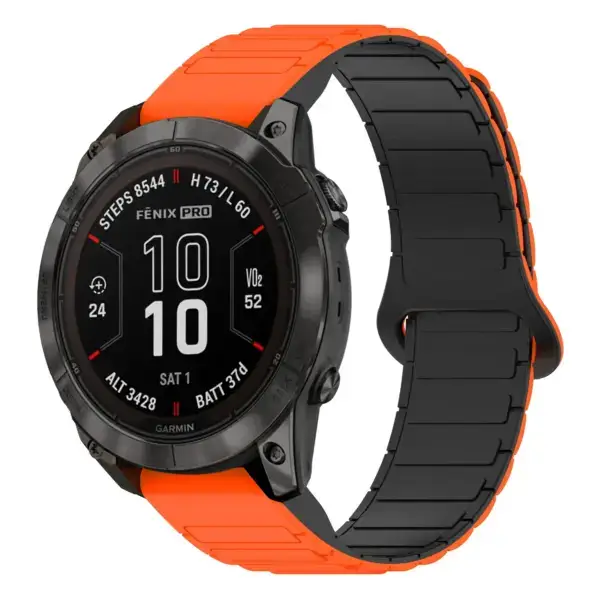 f7.g.r88.12.1 Main Orange & Black StrapsCo MagLoop Active Watch Band Strap for Garmin Fenix 7 & 7 Pro