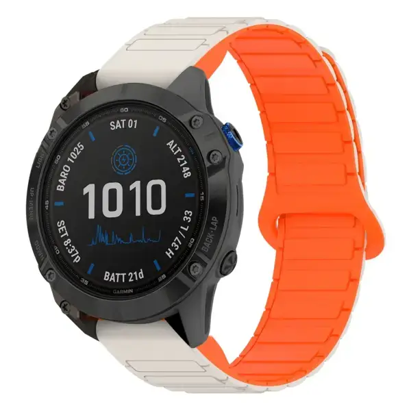 f6x.g.r88.17.12 Main Beige & Orange StrapsCo MagLoop Active Watch Band Strap for Garmin Fenix 6X