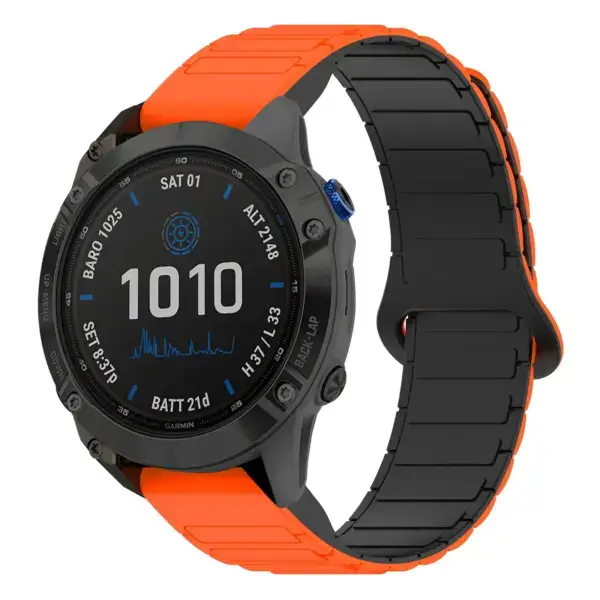 f6x.g.r88.12.1 Main Orange & Black StrapsCo MagLoop Active Watch Band Strap for Garmin Fenix 6X