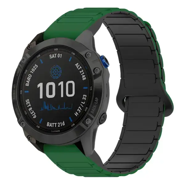 f6x.g.r88.11.1 Main Green & Black StrapsCo MagLoop Active Watch Band Strap for Garmin Fenix 6X