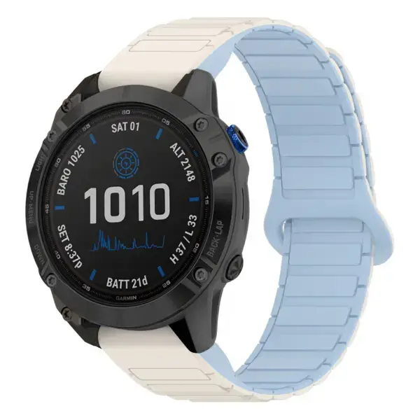 f6s.g.r88.22.5 Main White & Sky StrapsCo MagLoop Active Watch Band Strap for Garmin Fenix 6S