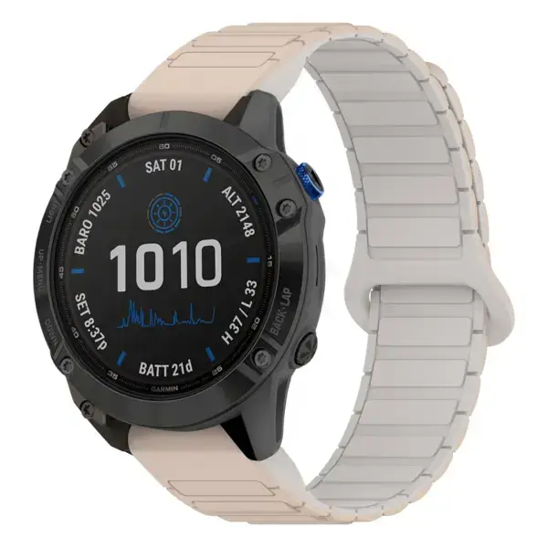 f6s.g.r88.17.22 Main Beige & White StrapsCo MagLoop Active Watch Band Strap for Garmin Fenix 6S