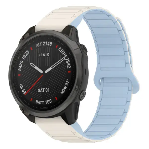 f6.g.r88.22.5 Main White & Sky StrapsCo MagLoop Active Watch Band Strap for Garmin Fenix 6