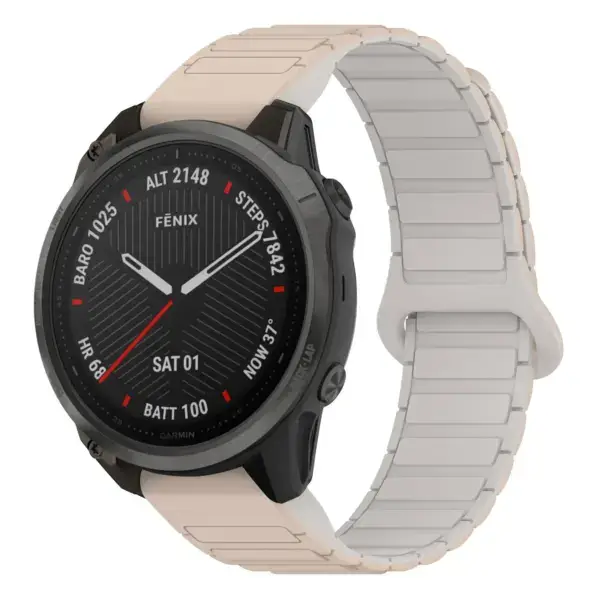 f6.g.r88.17.22 Main Beige & White StrapsCo MagLoop Active Watch Band Strap for Garmin Fenix 6