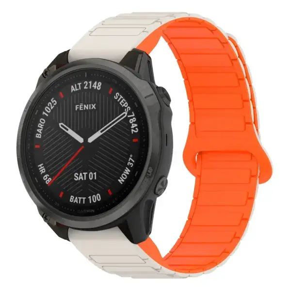 f6.g.r88.17.12 Main Beige & Orange StrapsCo MagLoop Active Watch Band Strap for Garmin Fenix 6