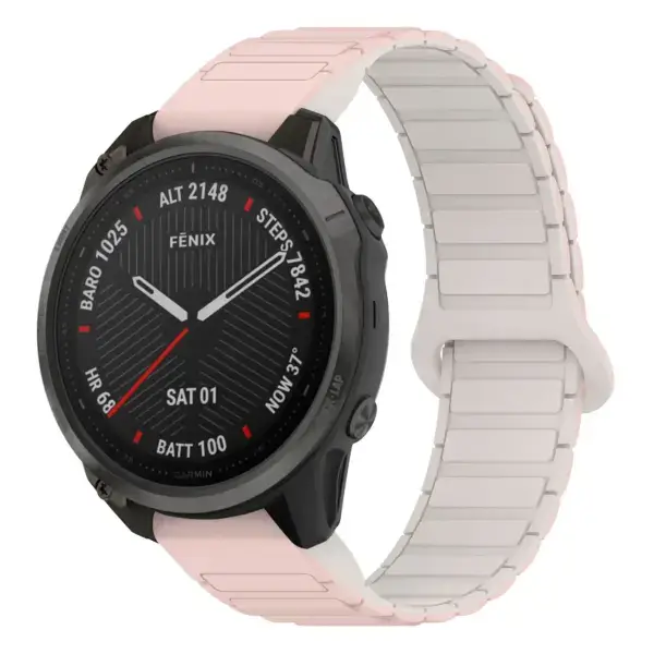 f6.g.r88.13.17 Main Pink & Beige StrapsCo MagLoop Active Watch Band Strap for Garmin Fenix 6