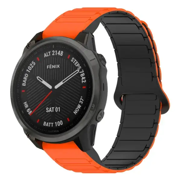f6.g.r88.12.1 Main Orange & Black StrapsCo MagLoop Active Watch Band Strap for Garmin Fenix 6