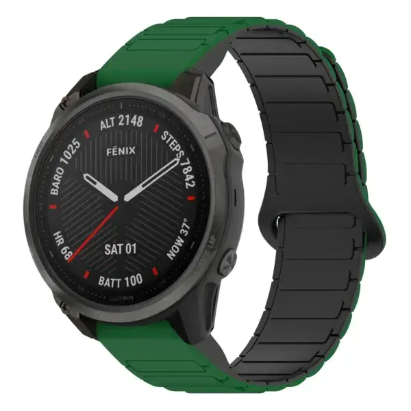 f6.g.r88.11.1 Main Green & Black StrapsCo MagLoop Active Watch Band Strap for Garmin Fenix 6