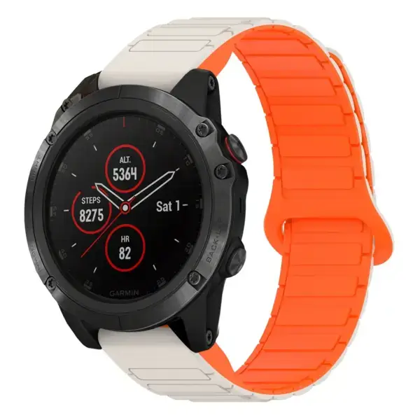 f5x.g.r88.17.12 Main Beige & Orange StrapsCo MagLoop Active Watch Band Strap for Garmin Fenix 5X & 5X Plus