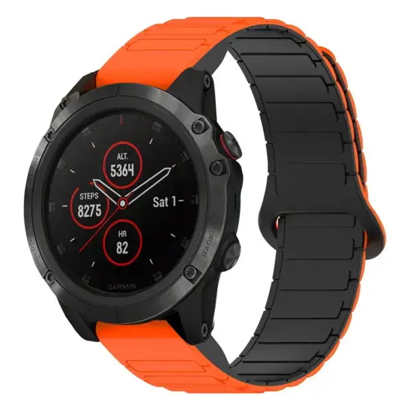 f5x.g.r88.12.1 Main Orange & Black StrapsCo MagLoop Active Watch Band Strap for Garmin Fenix 5X & 5X Plus