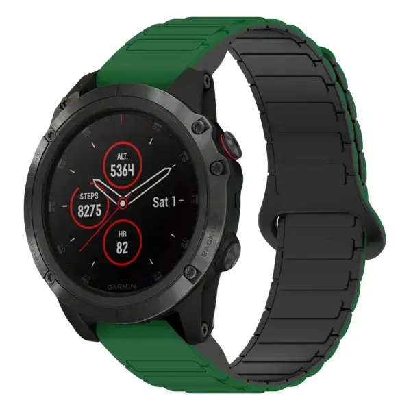 f5x.g.r88.11.1 Main Green & Black StrapsCo MagLoop Active Watch Band Strap for Garmin Fenix 5X & 5X Plus
