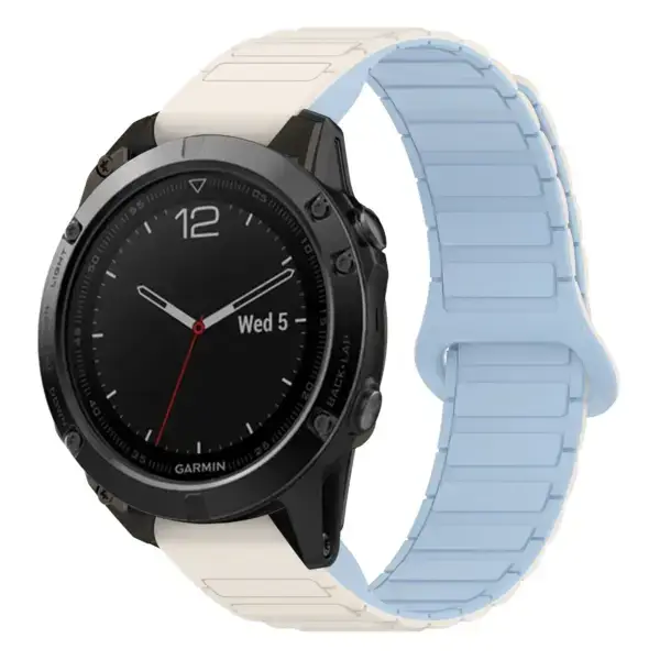 f5.g.r88.22.5 Main White & Sky StrapsCo MagLoop Active Watch Band Strap for Garmin Fenix 5 & 5 Plus