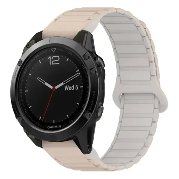 f5.g.r88.17.22 Main Beige & White StrapsCo MagLoop Active Watch Band Strap for Garmin Fenix 5 & 5 Plus