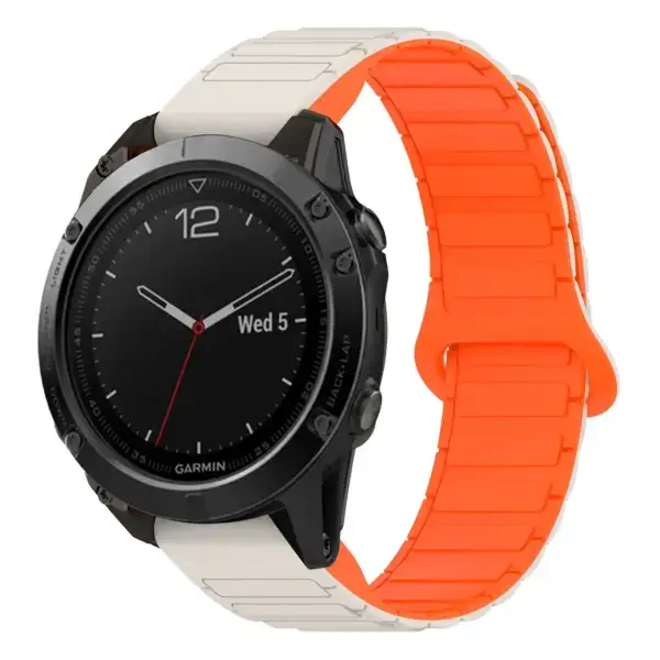 f5.g.r88.17.12 Main Beige & Orange StrapsCo MagLoop Active Watch Band Strap for Garmin Fenix 5 & 5 Plus