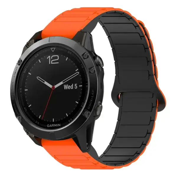 f5.g.r88.12.1 Main Orange & Black StrapsCo MagLoop Active Watch Band Strap for Garmin Fenix 5 & 5 Plus