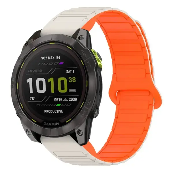 ed3.g.r88.17.12 Main Beige & Orange StrapsCo MagLoop Active Watch Band Strap for Garmin Enduro 3