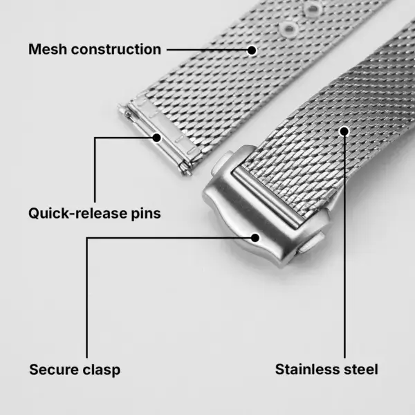m.om10 Features StrapsCo Mesh Watch Bracelet Band Strap with Deployant Clasp for Omega Seamaster 20mm