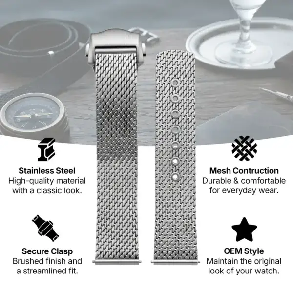m.om10 Theme StrapsCo Mesh Watch Bracelet Band Strap with Deployant Clasp for Omega Seamaster 20mm