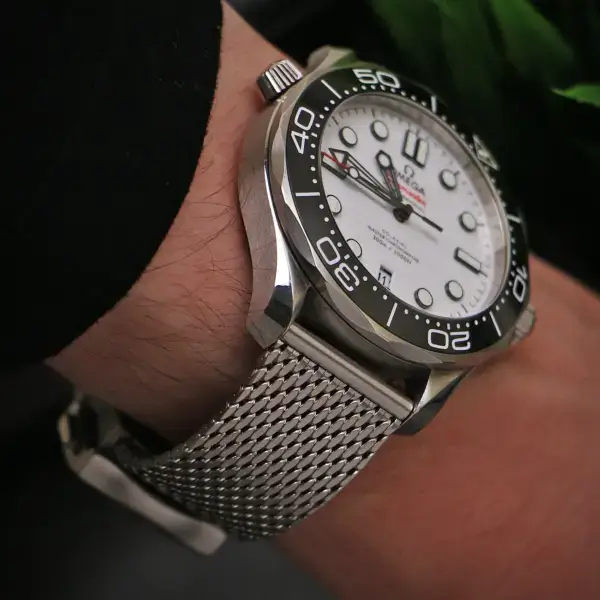m.om10.ss Wrist Silver StrapsCo Mesh Watch Bracelet Band Strap with Deployant Clasp for Omega Seamaster 20mm