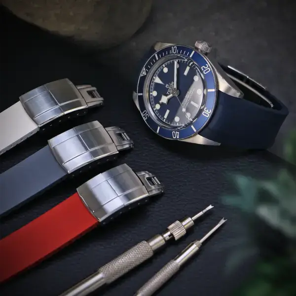 fk32 Flatlay StrapsCo Fitted CTS Watch Band Strap for Tudor Black Bay 58 20mm
