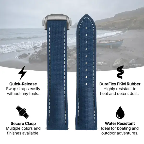 kd9 Theme DASSARI Sailcloth FKM Hybrid Watch Band Strap with Deployant Clasp 18mm 19mm 20mm 21mm 22mm 23mm 24mm Update