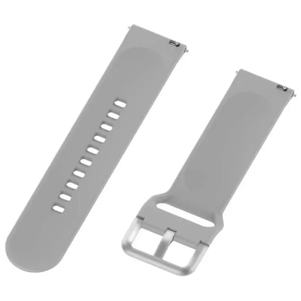 Gray Endurance Strap designed for Garmin Forerunner 265, featuring a sleek design with adjustable holes for a comfortable fit and a sturdy metal buckle for durability
