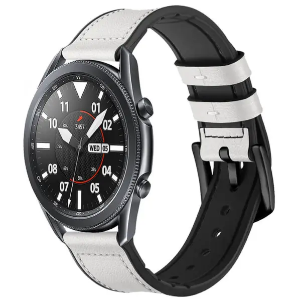 Leather Hybrid Band for Samsung Watch 6 features a stylish design with a blend of leather and silicone, offering comfort and durability for everyday wear