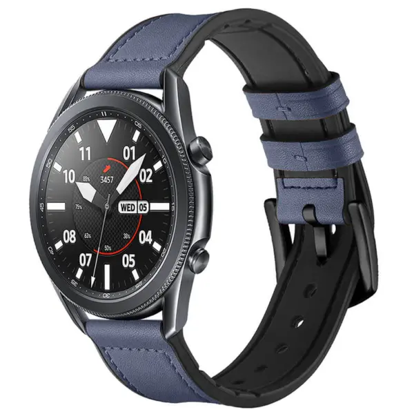 Leather Hybrid Band for Samsung Watch 6 features a stylish combination of leather and silicone, offering comfort and durability for everyday wear