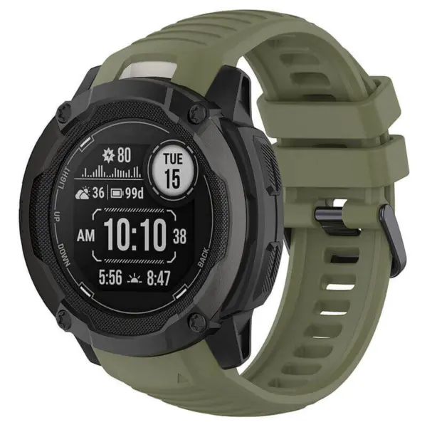 Fitted Active Band for Garmin Instinct 2X in olive green, featuring a durable design and adjustable strap for a secure fit during workouts and outdoor activities