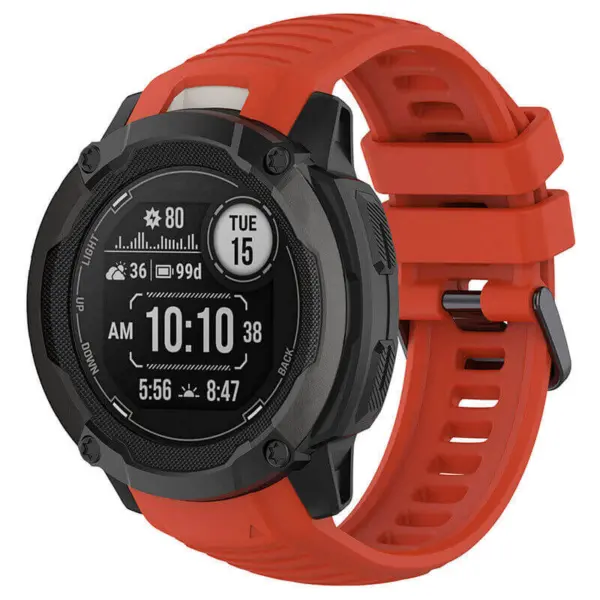 Fitted Active Band for Garmin Instinct 2X in vibrant red, designed for comfort and durability. Perfect for outdoor activities and enhances your smartwatch's style