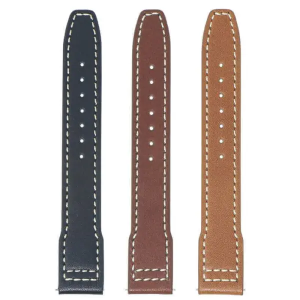 Vintage Pilot Strap by DASSARI, crafted from high-quality leather. Available in black, brown, and tan, with sizes 20mm, 21mm, and 22mm for a perfect fit