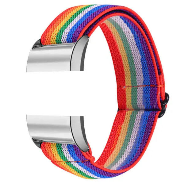 fb.ny21.123 Main Rainbow StrapsCo Elastic Nylon Watch Band Strap for Fitbit Charge 2
