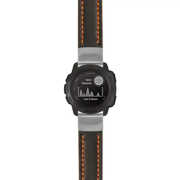 g.i.st23 Main Black & Orange StrapsCo Heavy Duty Mens Leather Watch Band Strap 20mm