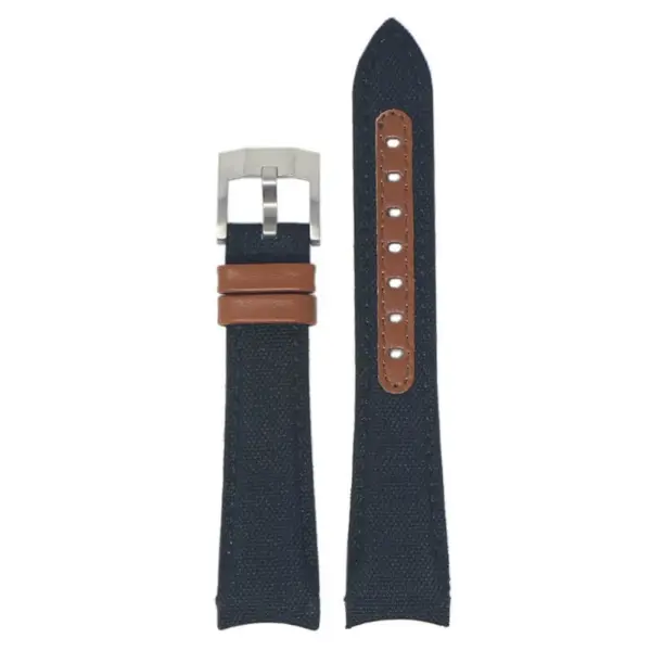 DASSARI Fitted Nylon Band for Rolex in 20mm size, crafted from durable canvas and nylon, featuring a sleek design with a brown leather accent and a stainless steel buckle