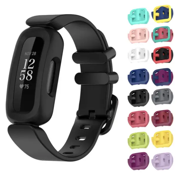 Soft silicone band for Fitbit Ace 3 in black, featuring a secure fit and comfortable design. Available in multiple colors, perfect for kids' active lifestyles