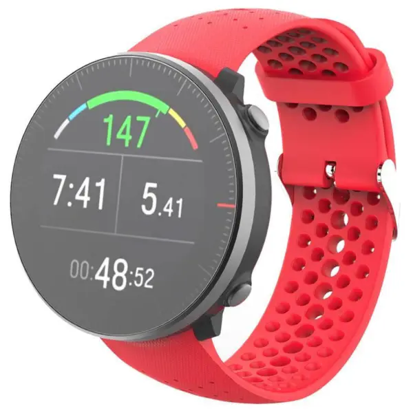 P.r7.6 Main Red StrapsCo Perforated Rubber Watch Band Strap For Polar Vantage M Grit X Updated