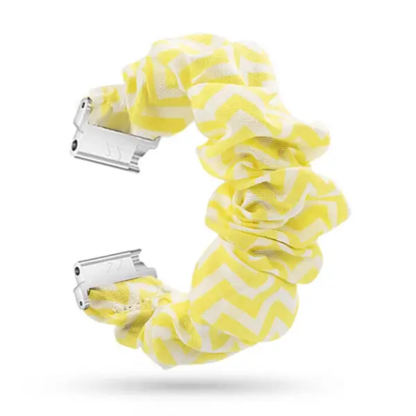 fb.w4.10.22 Main Yellow White StrapsCo Nylon Elastic Scrunchie Watch Band for Fitbit Versa 2 Fitbit Versa