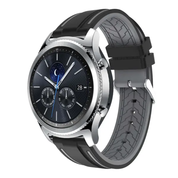 S.r8.1.7 Main Black & Grey StrapsCo Silicone Rubber Watch Strap With Quick Release Compatible With Samsung Galaxy Watch Gear S3 Classic Frontier Gear Live