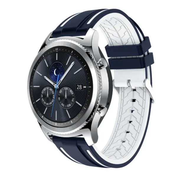 S.r8.5.22 Main Blue & White StrapsCo Silicone Rubber Watch Strap With Quick Release Compatible With Samsung Galaxy Watch Gear S3 Classic Frontier Gear Live