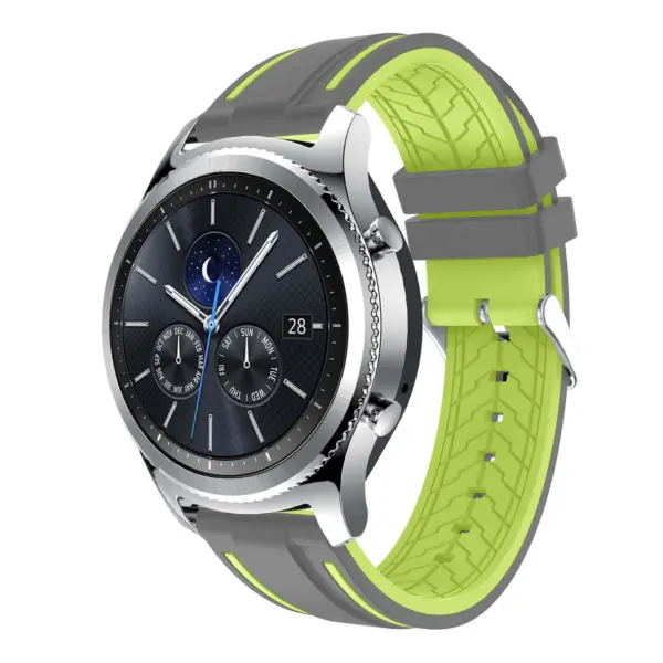 S.r8.7.11 Main Grey & Lime Green StrapsCo Silicone Rubber Watch Strap With Quick Release Compatible With Samsung Galaxy Watch Gear S3 Classic Frontier Gear Live