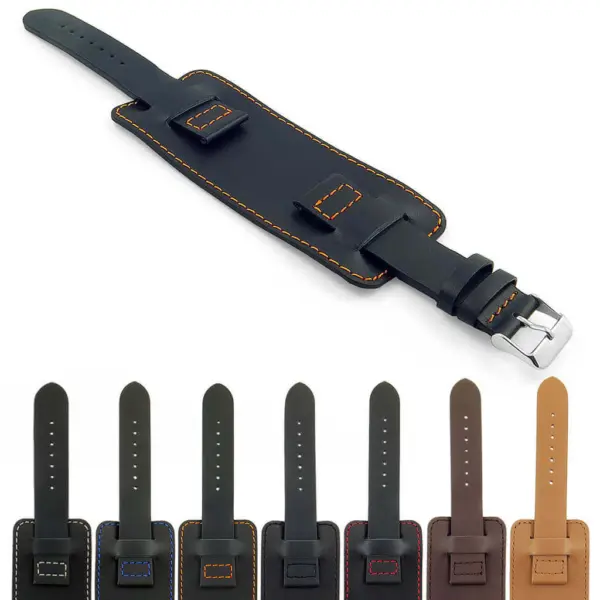 Elevate your style with the Monarch Leather Cuff Strap by DASSARI. Available in 18mm, 20mm, 22mm, and 24mm sizes, this premium leather strap combines elegance and durability