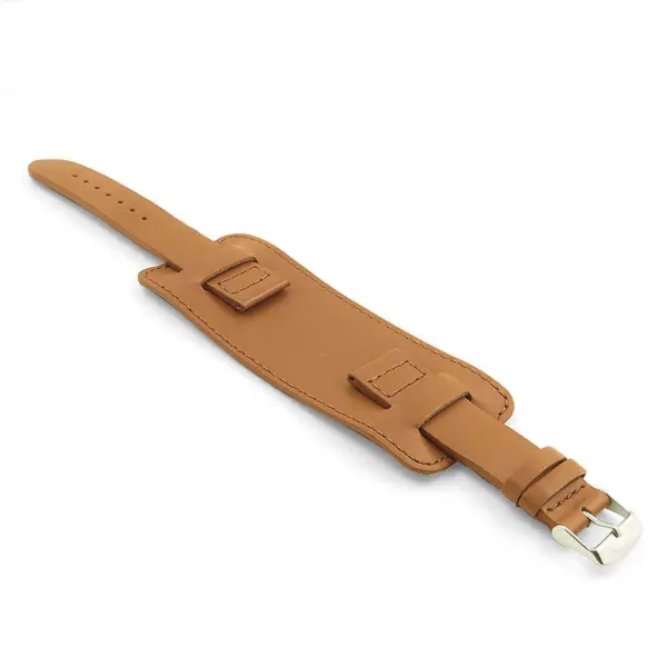 DASSARI Leather Cuff Strap In Tan P616.3
