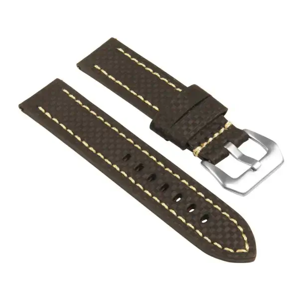 St25.1.22 Angle Black & White Heavy Duty Carbon Fiber Watch Strap