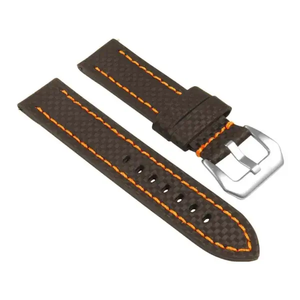 St25.1.12 Angle Black & Orange Heavy Duty Carbon Fiber Watch Strap