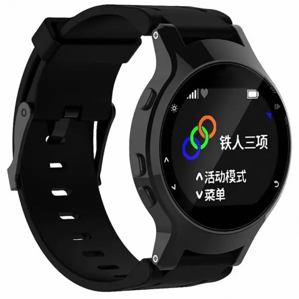 G.r14.1 Silicone Strap For Garmin Forerunner 225 W Black Buckle In Black
