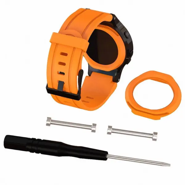 G.r14.12 Silicone Strap For Garmin Forerunner 225 W Black Buckle In Orange 2