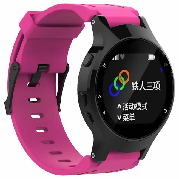 G.r14.13 Silicone Strap For Garmin Forerunner 225 W Black Buckle In Pink