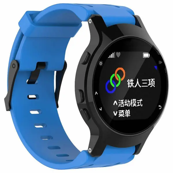 G.r14.5 Silicone Strap For Garmin Forerunner 225 W Black Buckle In Blue