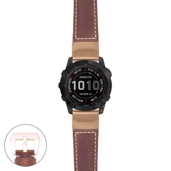 g.f7x.p560a Main Rust StrapsCo DASSARI Salvage Thick Padded Distressed Italian Leather Watch Band Strap with Rose Gold Buckle