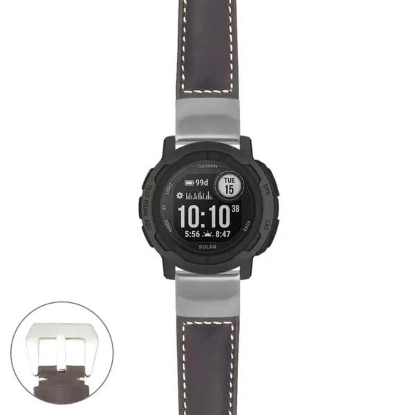 g.i2.p560a Main Dark Brown StrapsCo DASSARI Salvage Thick Padded Distressed Italian Leather Watch Band Strap with Silver Buckle
